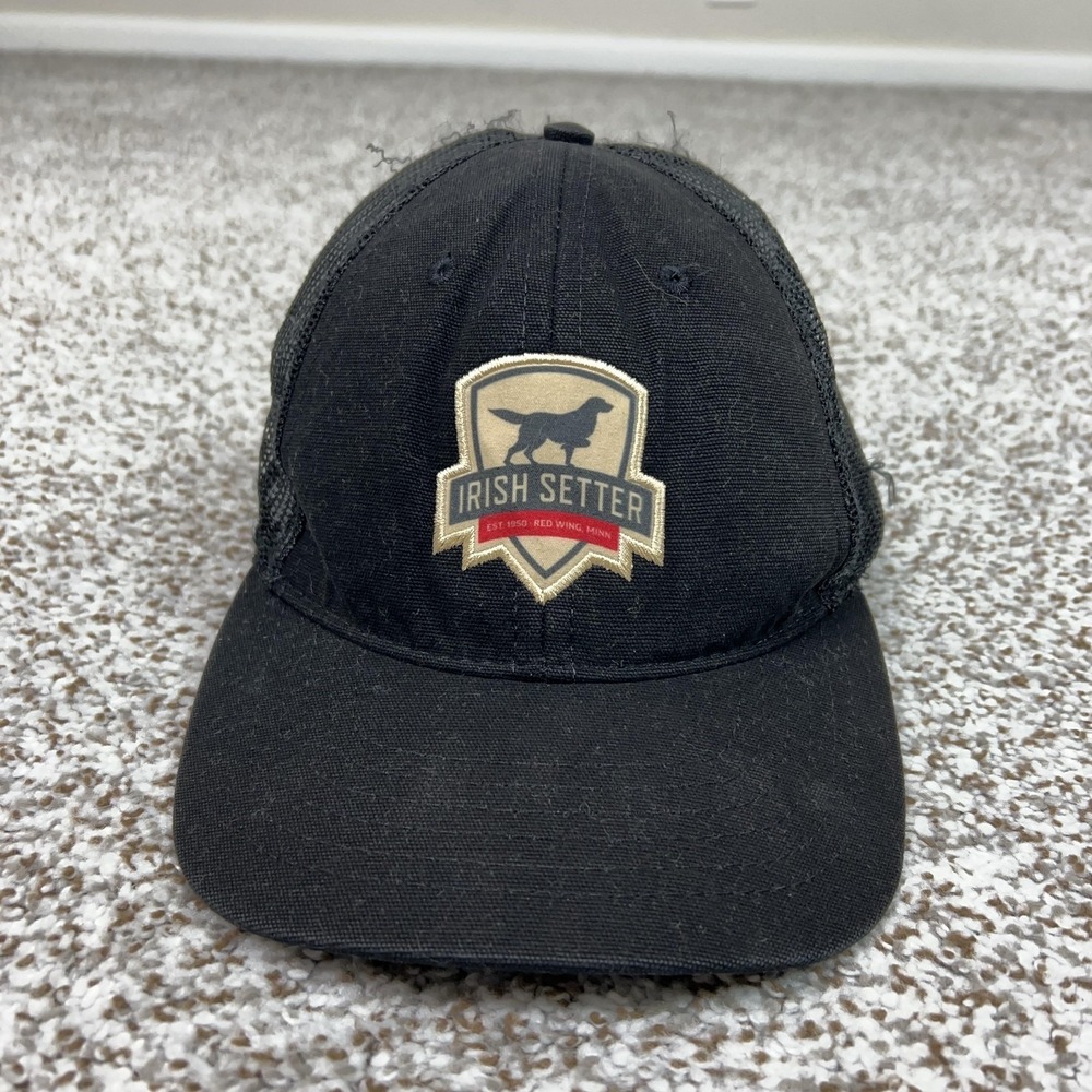 Irish Setter Hat Cap Snap Back Mens One Size Black Mesh Trucker Dog Red‎ Wing